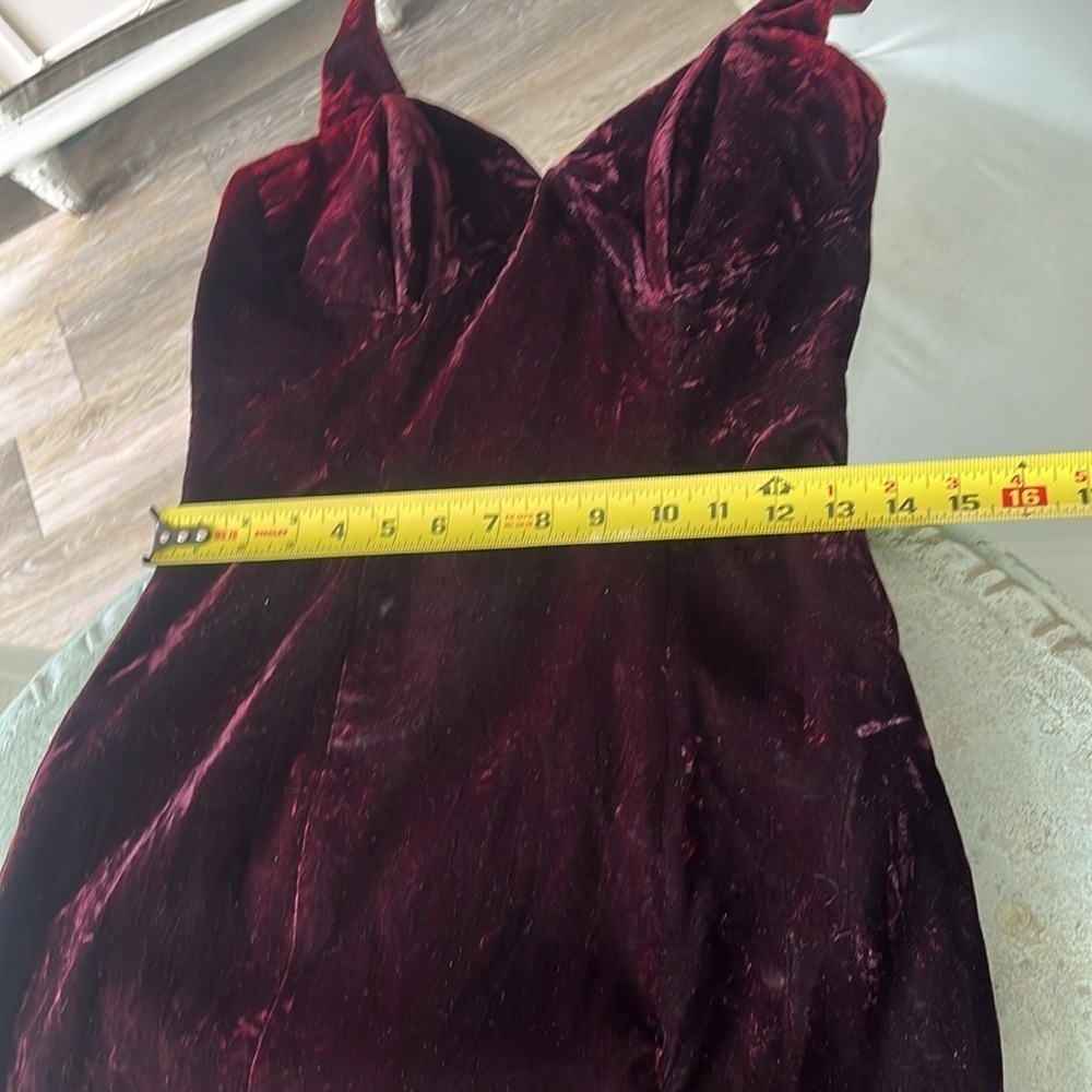 90’s Rampage whimsigoth crushed velvet Dress Maxi Halter thigh Slit Y2K size 5 - Picture 9 of 13